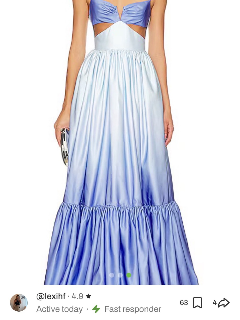 Iconic Sau Lee Elegant Ombre Maxi Dress in Light Blue